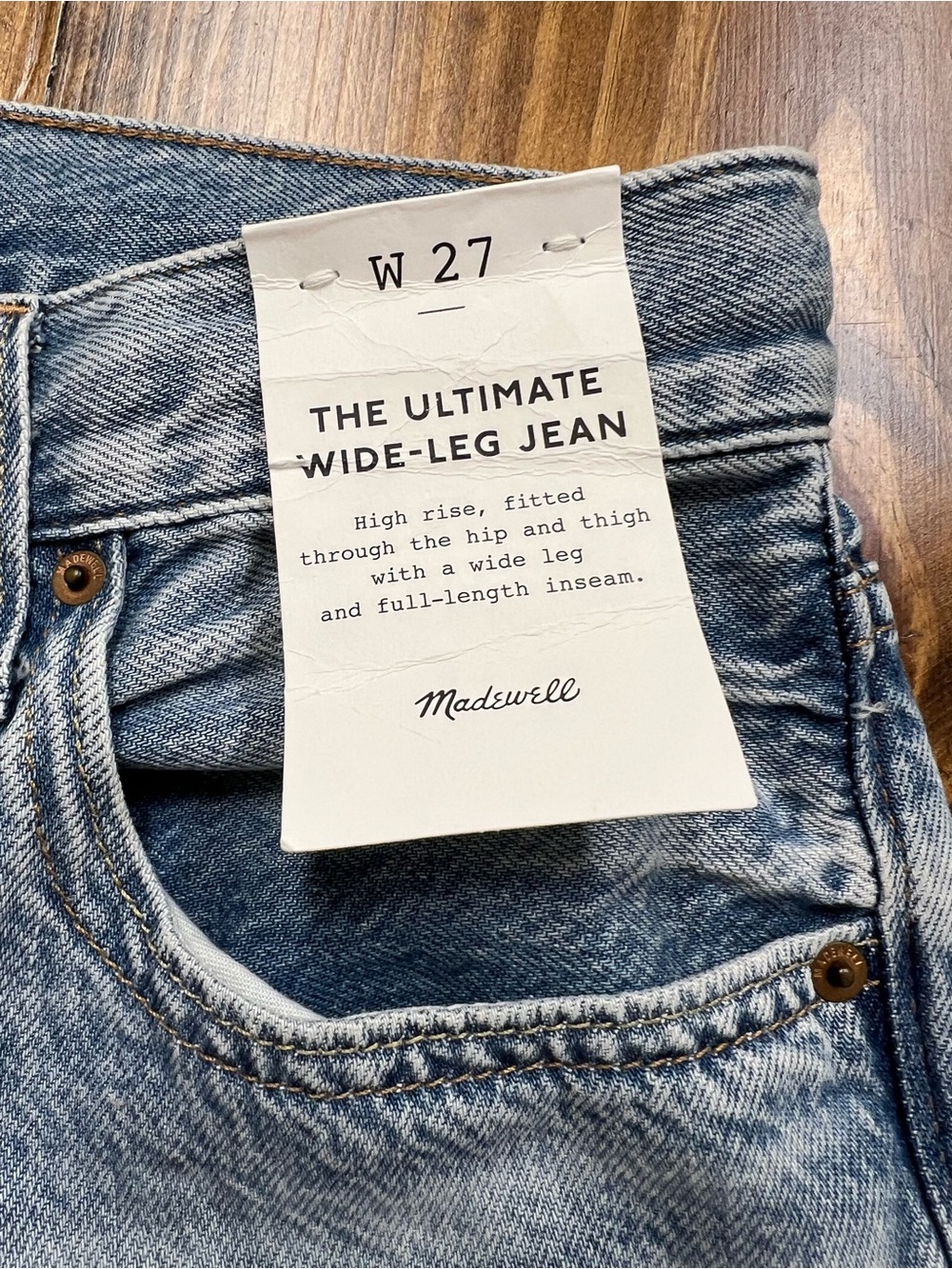 Madewell The Ultimate Wide-Leg Jean in Airy Denim Size 27 NWT *flawed* - Picture 9 of 16